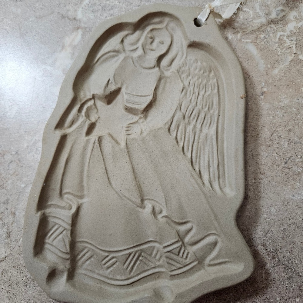 Brown Bag Cookie Art Angel Ornament Star Holder Holiday Decor 1991 Press mold